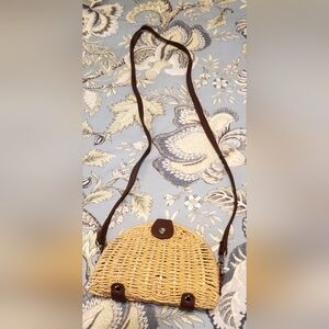 Whbm Stylish Tan and Brown Woven Crossbody Bag